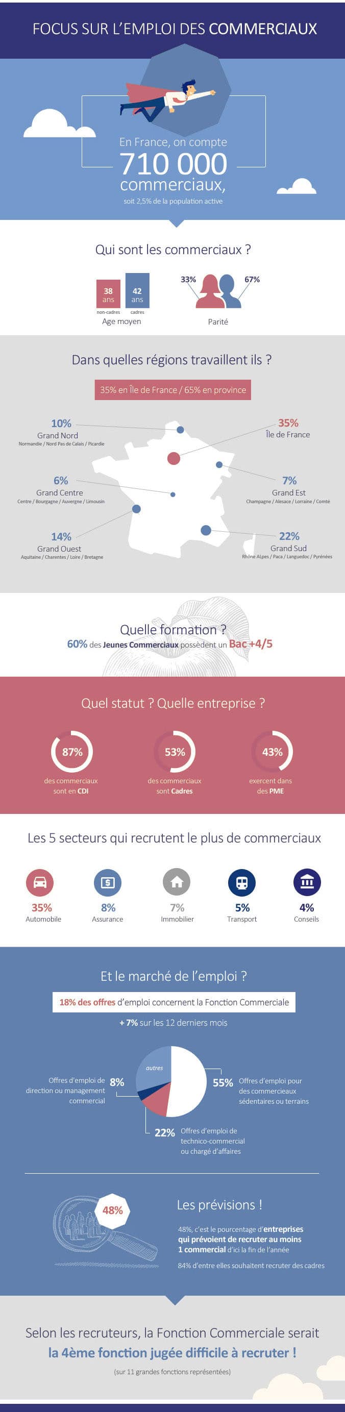 infographie emploi des commerciaux en France